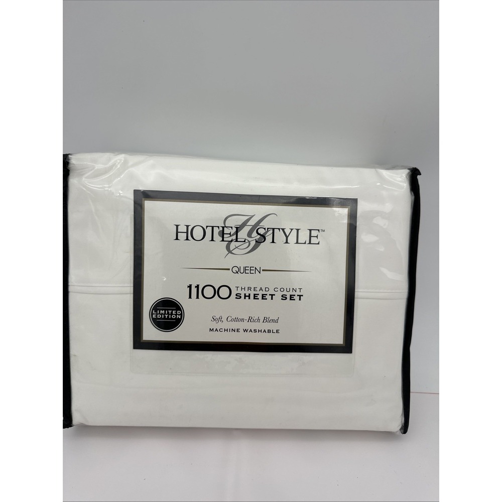 Hotel Style Queen 1100 Thread Count Sheet Set - White Soft Cotton Blend - New